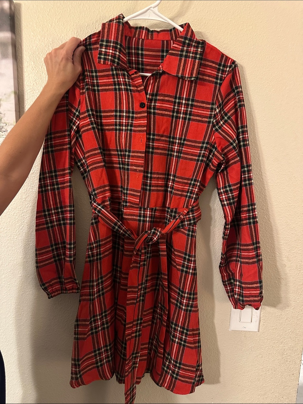 Source Unknown Red Plaid Midi Dress